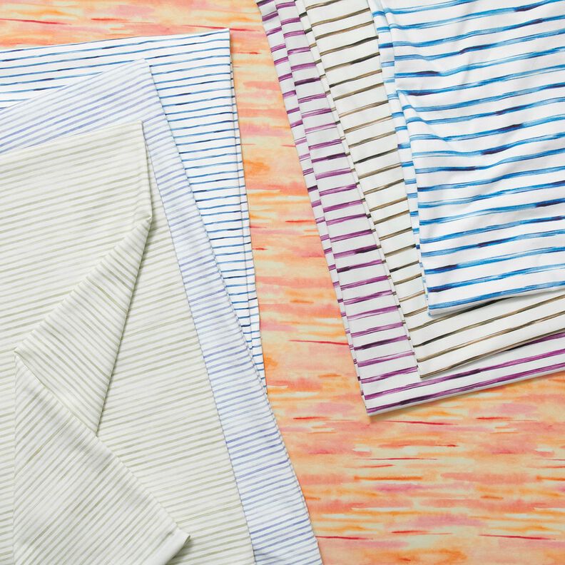 Cotton Jersey watercolour stripes Digital Print – ivory/mauve,  image number 5