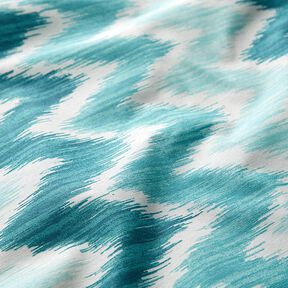 Ikat print coated cotton – turquoise/white | Remnant 100cm, 