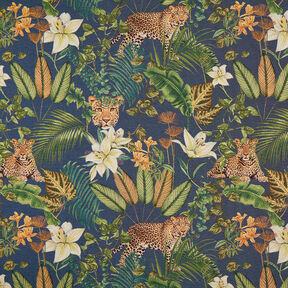 Decor Fabric Tapestry Fabric Leopards in the jungle – blue/green, 