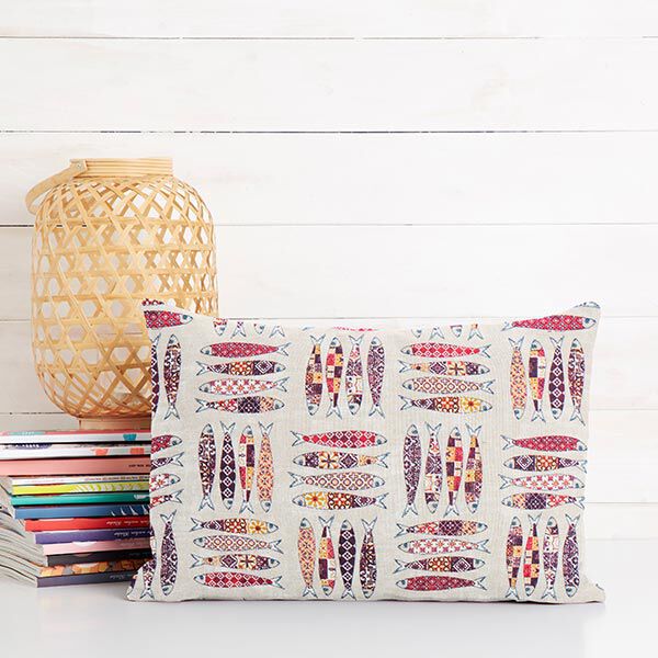 Decor Fabric Canvas Sardines – red/natural,  image number 7