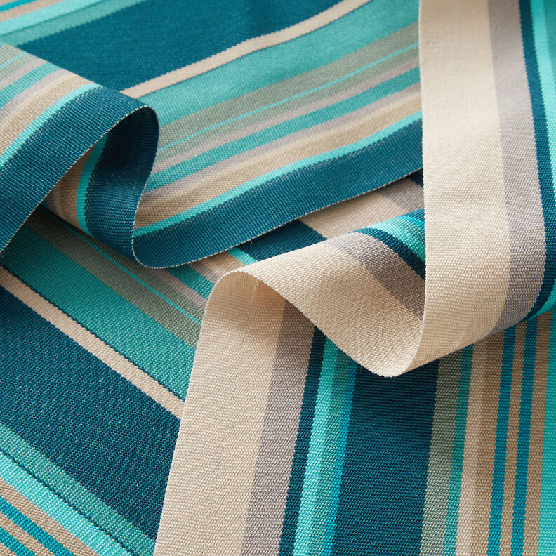 Outdoor Deckchair fabric Longitudinal stripes 45 cm – almond/petrol,  image number 2