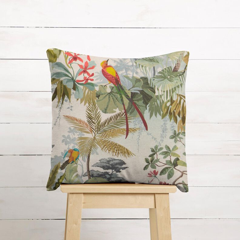 Decor Fabric Half Panama exotic jungle – natural/dark pine,  image number 7