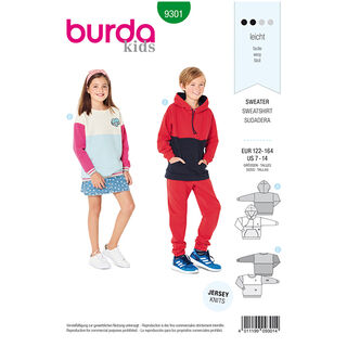 Sweatshirt/Hooded Top, Burda 9301 | 122 - 164, 