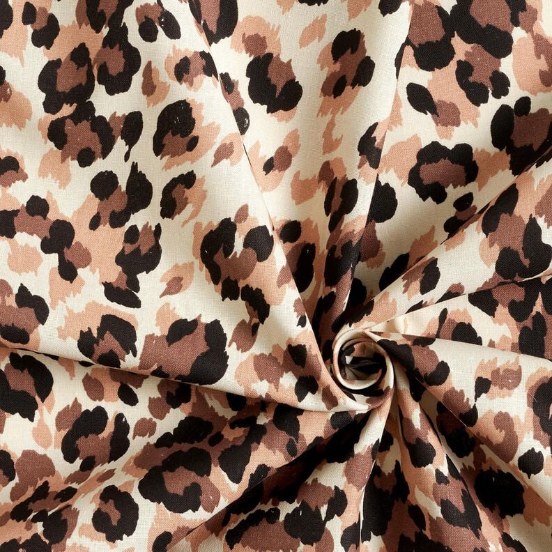 Cotton Cretonne Leopard polka dots &ndash; light beige/black,  image number 3