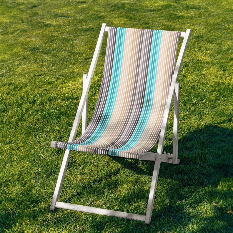 Outdoor Deckchair fabric Longitudinal stripes 44 cm – cashew/turquoise,  image number 4
