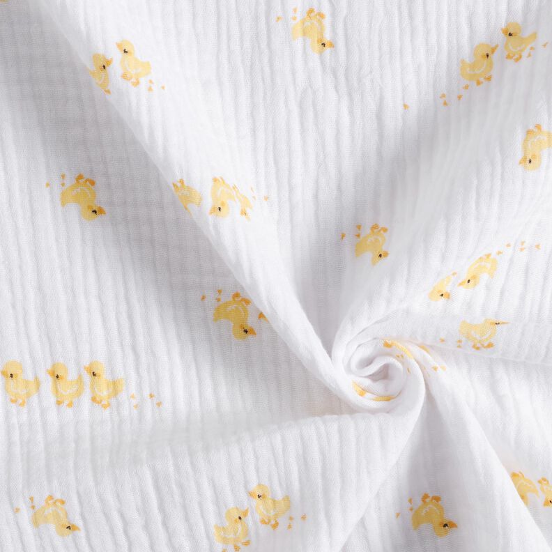 Double Gauze/Muslin cute ducklings – white/gold,  image number 3