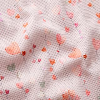 Waffle Jersey Heart flower vines Digital Print  – rosé, 