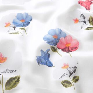 Silk-viscose satin flowers and leaves – white, 