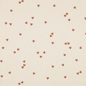 Ribbed Jersey Scattered Hearts | Poppy Fabrics – light beige/brown, 