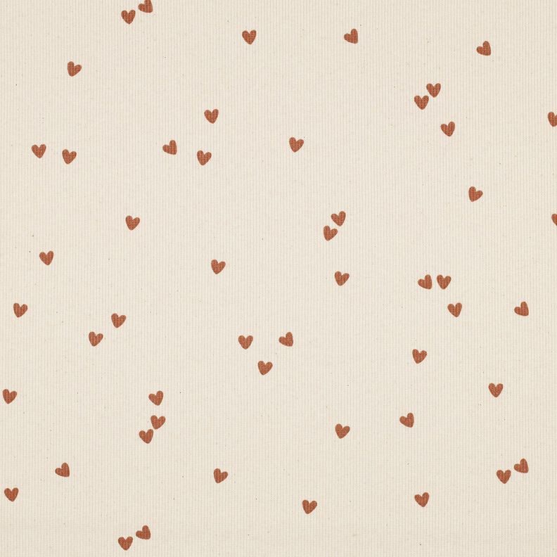 Ribbed Jersey Scattered Hearts | Poppy Fabrics – light beige/brown,  image number 1