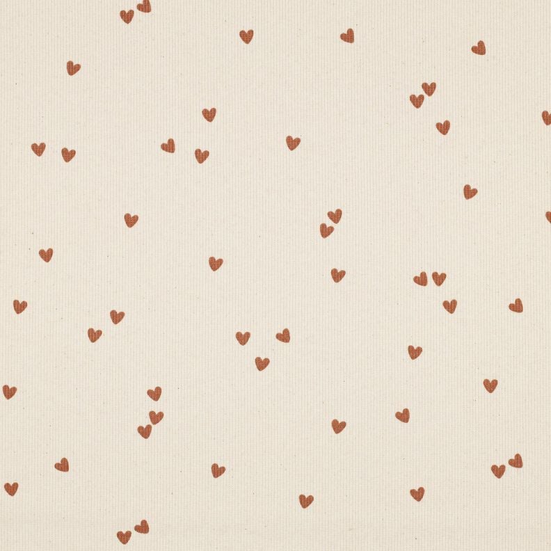 Ribbed Jersey Scattered Hearts | Poppy Fabrics – light beige/brown, image number 1
