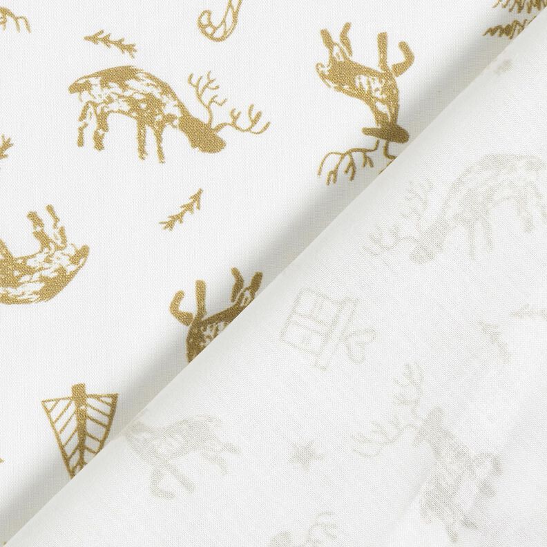 Cotton Cretonne Reindeer and stars – ivory/gold, image number 4