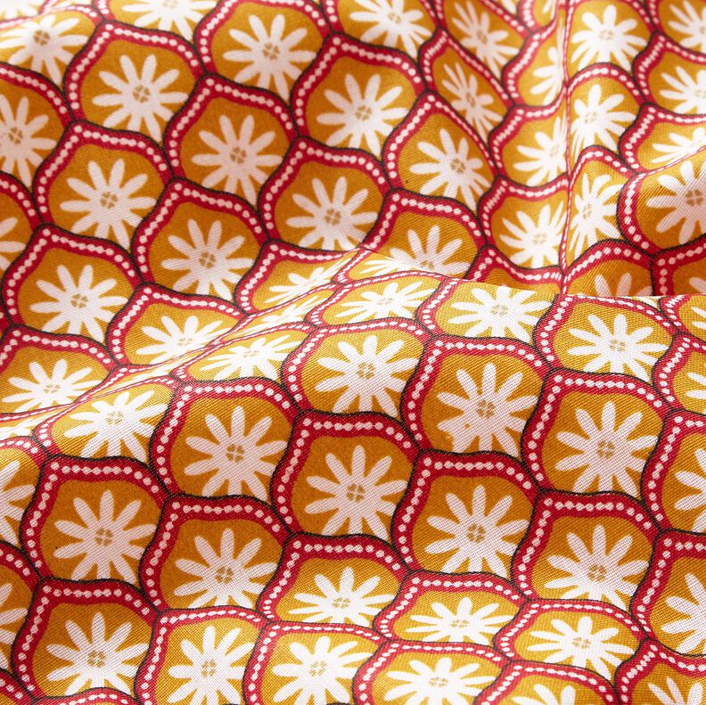 Coated Cotton Floral Boxes – mustard/white,  image number 2