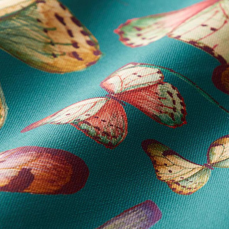 Outdoor Fabric Canvas Butterflies – light petrol,  image number 2