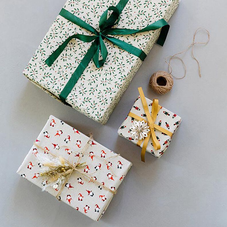 Decor Fabric Half Panama Christmas branch – natural/fir green, image number 7