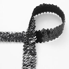 Elastic sequin trim [30 mm] &ndash; black, 
