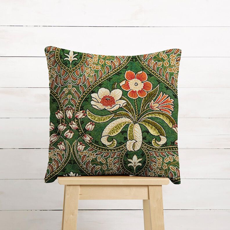 Decor Fabric Tapestry Fabric Floral Ornaments – green/light orange, image number 7