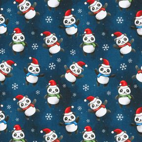 Cotton Jersey Panda in Christmas spirit | Glitzerpüppi – midnight blue/chili, 