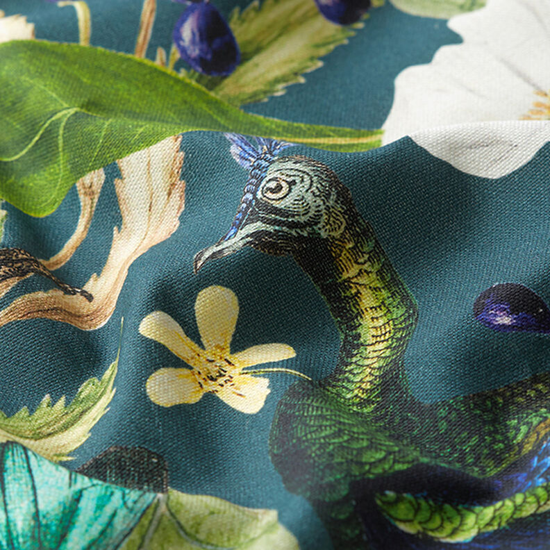 Digital Print Half Panama Decor Fabric Peacock – dark green,  image number 2