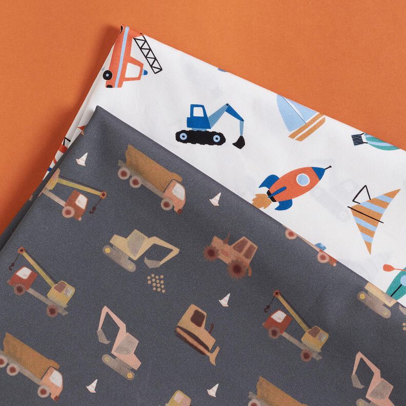 Cotton Poplin lots of vehicles – offwhite,  image number 5