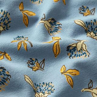 Cotton jersey flowers in the wind – denim blue, 