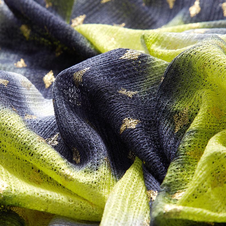 Batik and gold diamonds knitted lace – navy blue/neon yellow,  image number 5