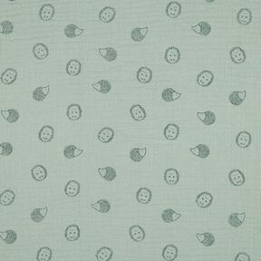 Double Gauze/Muslin Hedgehog | Poppy Fabrics – pale mint/dark green, 