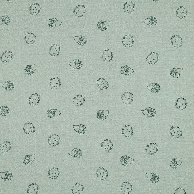 Double Gauze/Muslin Hedgehog | Poppy Fabrics – pale mint/dark green, image number 1