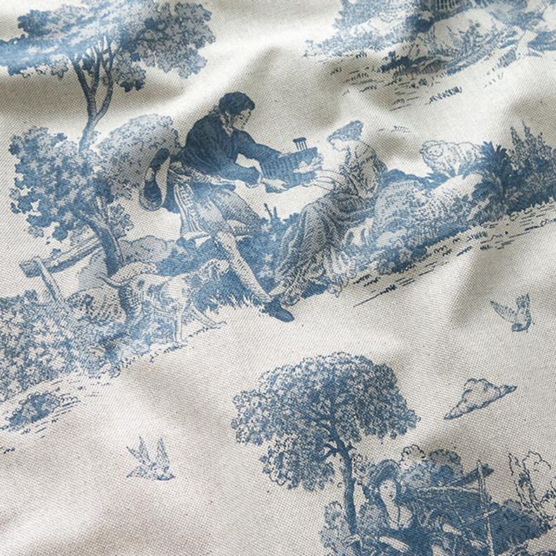 Decor Fabric Half Panama Shepherd Picnic – denim blue/natural,  image number 2