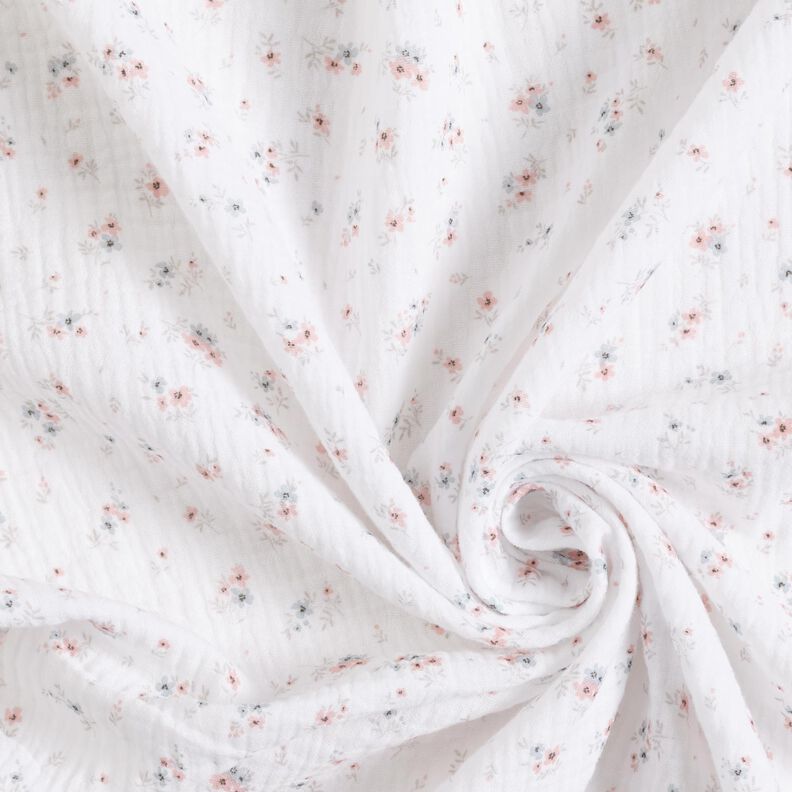 Double Gauze/Muslin romantic little flowers – white,  image number 3