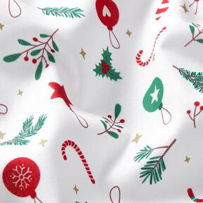 Cotton Cretonne Christmas Decorations – white/green, 