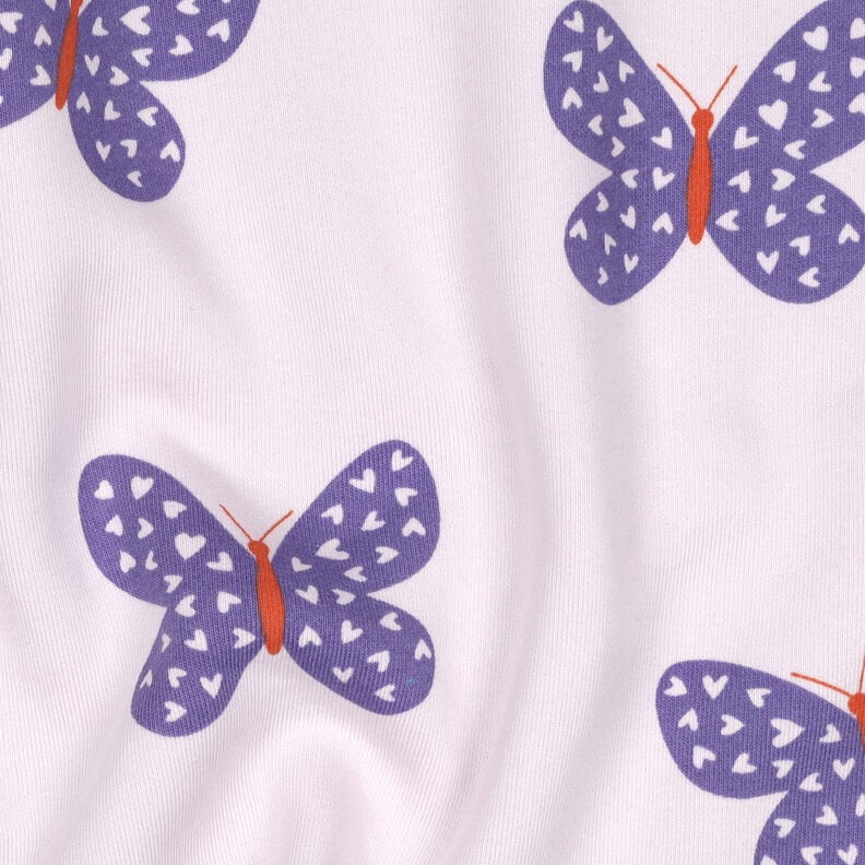 Brushed Sweatshirt Fabric Big Butterflies | Poppy Fabrics – pastel mauve/blue lilac, image number 2