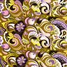 viscose fabric Retro flowers – olive/lilac,  thumbnail number 1