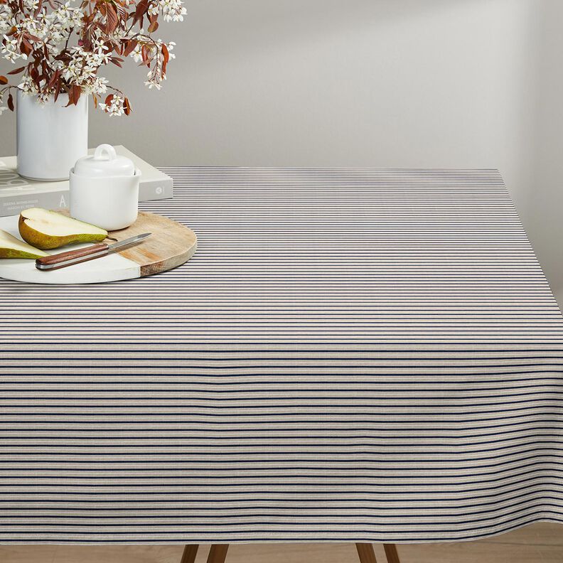 Decor Fabric Half Panama narrow nautical stripes – natural/navy blue,  image number 8
