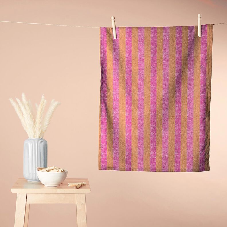 Towelling Fabric Bamboo Block Stripes – light orange/pink, image number 7