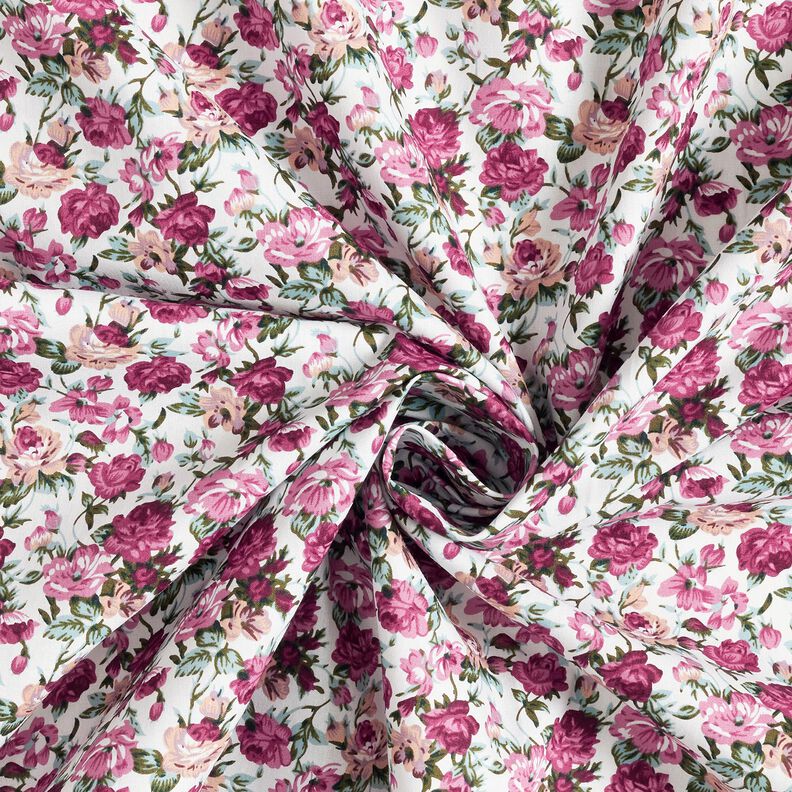 Cotton Poplin Wild Roses – white/hollyhock, image number 3