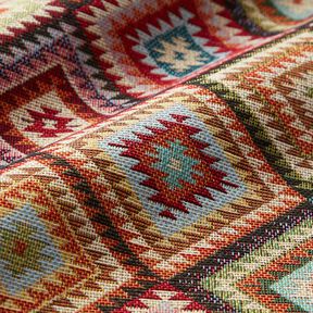 Decor Fabric Tapestry Fabric jagged diamonds – light beige/carmine, 