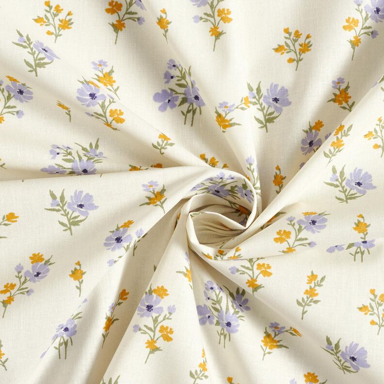 Cotton Cretonne mini flowers – cream/mauve,  image number 3