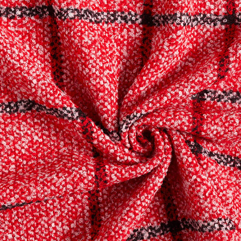 Checked Bouclé Coating Fabric – red,  image number 3