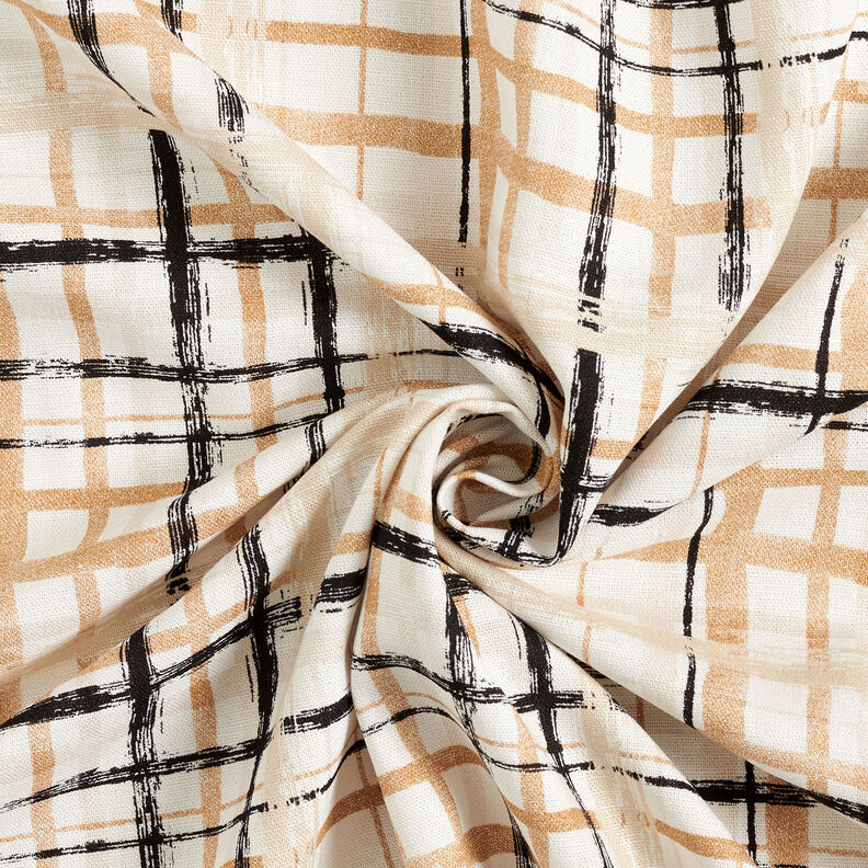 Abstract check linen viscose blend – natural/beige,  image number 4