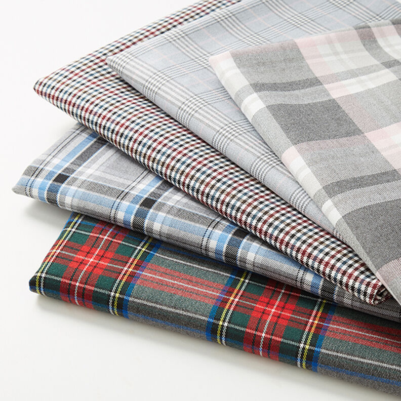 Stretch Trouser Fabric Tartan – white/black,  image number 5