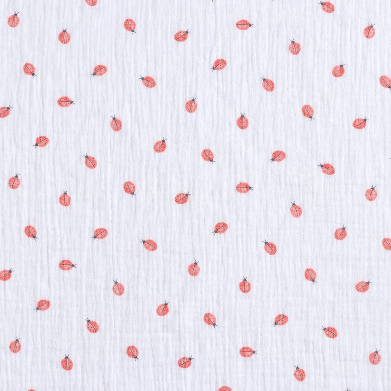Double Gauze/Muslin Ladybird Digital Print | Poppy Fabrics – white,  image number 1