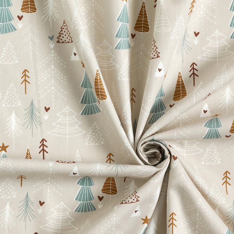 Cotton Poplin minimalist fir trees – light taupe,  image number 3