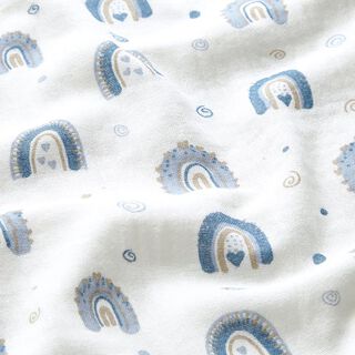 Double Gauze/Muslin Rainbow – offwhite/denim blue, 