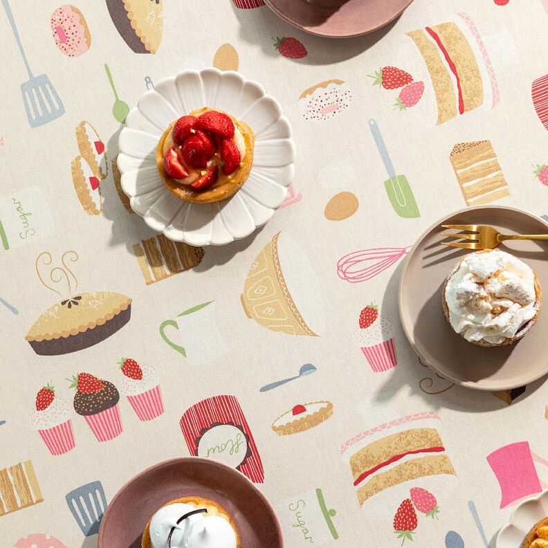 Decor Fabric Half Panama cakes and tarts – light beige/pink,  image number 6