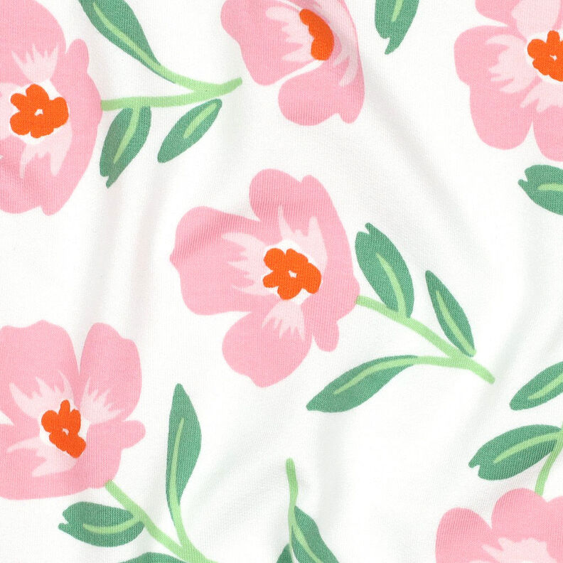 Brushed Sweatshirt Fabric Flowers | by Poppy – ivory/pink,  image number 2