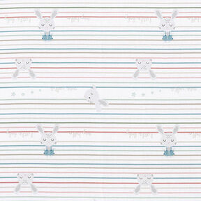Organic Cotton Poplin baby bunny and stripes – white, 