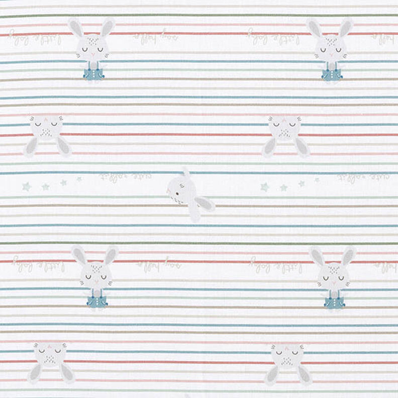 Organic Cotton Poplin baby bunny and stripes – white,  image number 1