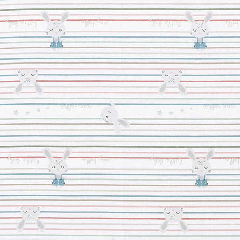 Organic Cotton Poplin baby bunny and stripes – white,  image number 1