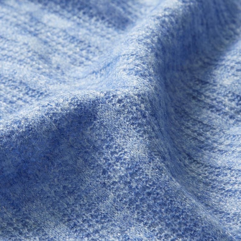 melange cable pattern knitted fabric – light wash denim blue,  image number 2